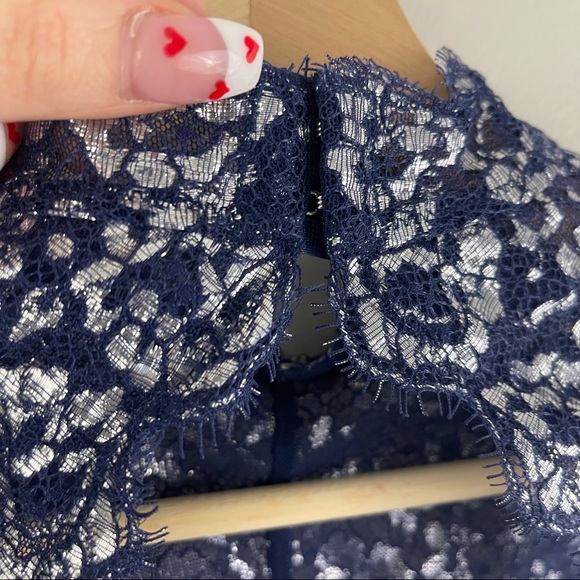 VICTORIA'S SECRET Navy Blue Silver Dream Angels Unlined Demi Lace Bralette - Picture 8 of 12